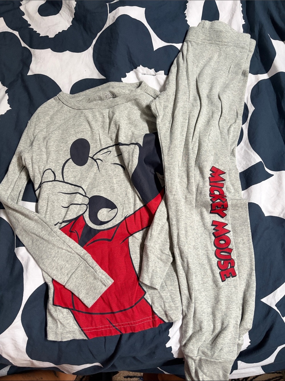 GAP Gray and Red Mickey Mouse Pajama Set organic cotton